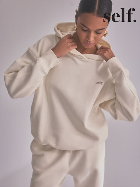self. Ecru White Hoodie (Q93859) | £26