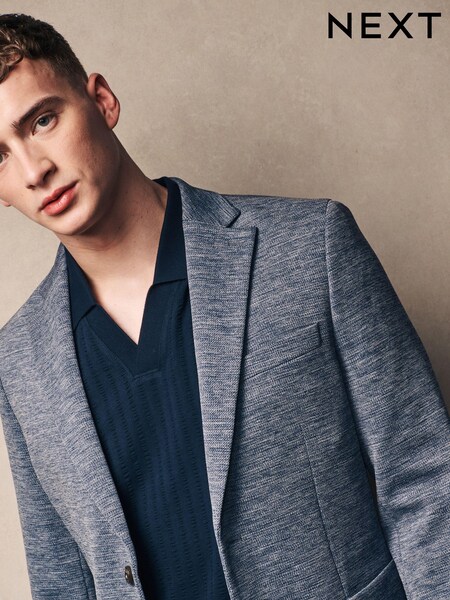 Blue Motionflex Stretch Textured Jersey Blazer (Q94215) | £19