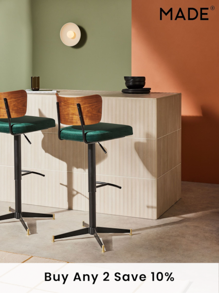 MADE.COM Green Amalyn Bar Stool in Velvet (Q94518) | £279