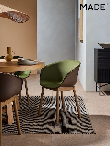 MADE.COM Brown and Green Velvet Helle Dining Chair (Q94558) | £229
