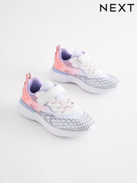 White/ Pink Elastic Lace-Up School Trainers (Q94589) | £22 - £28
