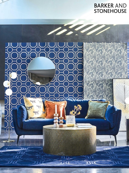 Barker and Stonehouse Navy Blue Boone Velvet 2 Seater Sofa (Q95486) | £675