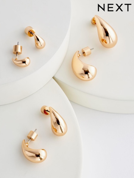Gold Tone Teardrop Earrings 3 Pack (Q95993) | £12.50