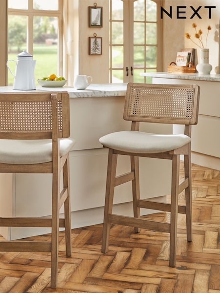 Contemporary Tweed Linen Light Natural Abel Bar Stool (Q96142) | £185
