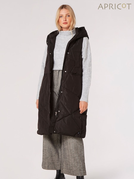 Apricot Black Irregular Panel Hooded Gilet (Q96499) | £49