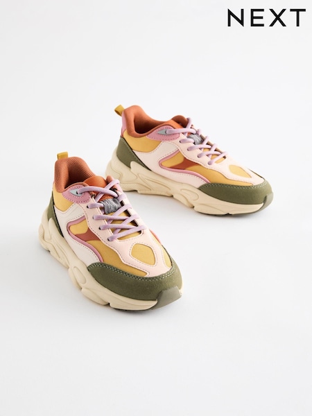 Pink/Yellow Chunky Lace-Up Trainers (Q96676) | £25 - £32