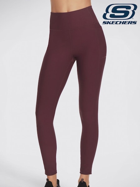 Skechers Burgundy Black GoFlex High Waisted Ribbed Leggings (Q96689) | £49