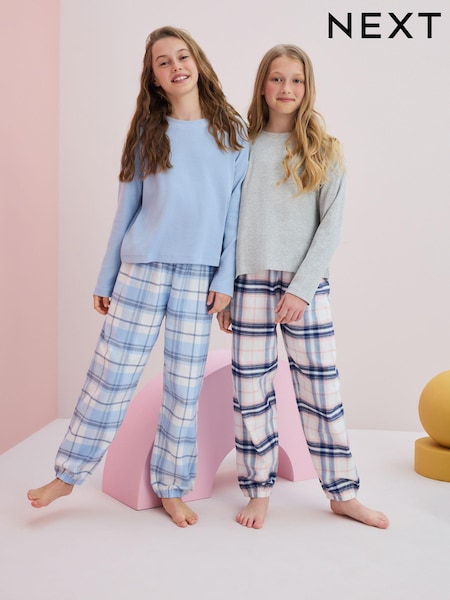 Blue/Grey Woven Check Pyjamas 2 Pack (3-16yrs) (Q96932) | £11.50 - £15