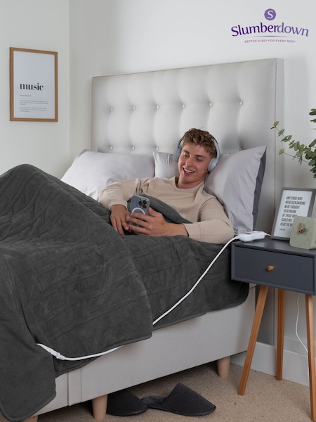 Slumberdown Charcoal Grey Comfy Hugs 10 Temperature Settings Heated Throw (Q97041) | £60