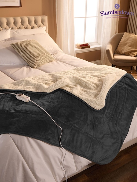Slumberdown Grey Cosy And Snug Sherpa Fleece Heated Throw (Q97049) | £80