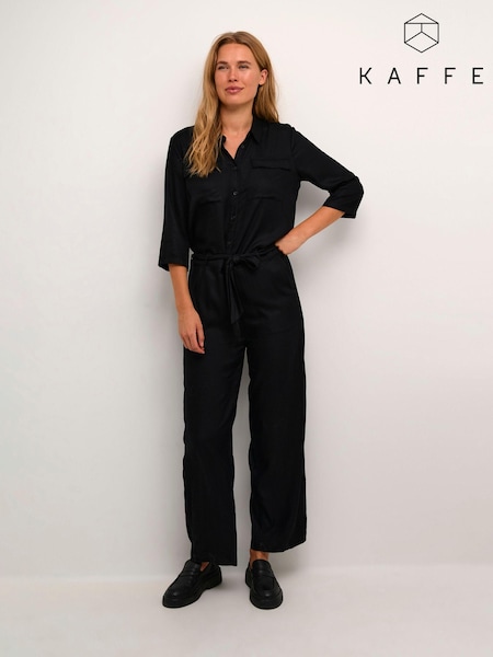 Kaffe Ruthie Half Sleeve Button Black Jumpsuit (Q97275) | £35
