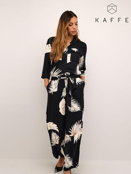 Kaffe Black Rutie 3/4 Sleeve Jumpsuit (Q97285) | £40