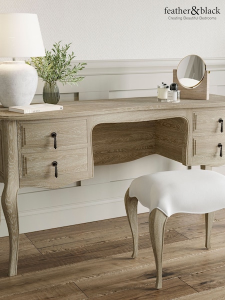 Feather & Black Pale Weathered Oak Salcombe Dressing Table and Stool (Q97322) | £1,400
