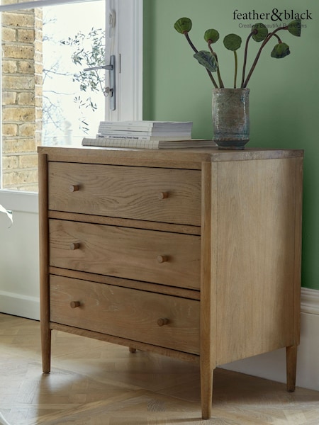 Feather & Black Weathered Oak Aubrey 3 Drawer Chest (Q97325) | £800