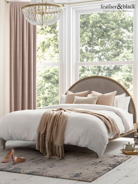 Feather & Black Weathered Oak Aubrey Half Moon Bed (Q97372) | £1,100 - £1,500