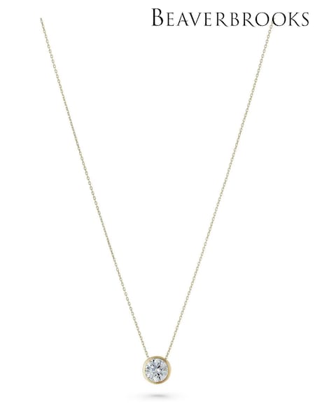 Beaverbrooks 9ct Yellow Gold Cubic Zirconia Necklace (Q97670) | £195