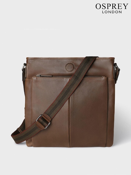 Osprey London The Compass Leather Cross-Body Brown Bag (Q98767) | £245