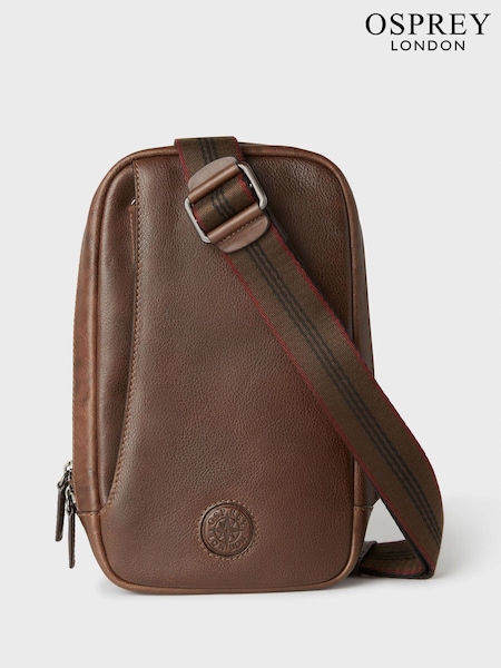 Osprey London The Compass Leather Sling Brown Bag (Q98796) | £185