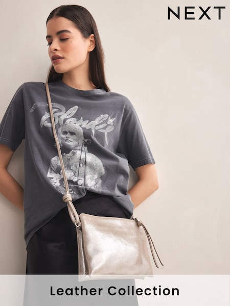 Silver Leather Cross-Body Bag (Q98885) | £29
