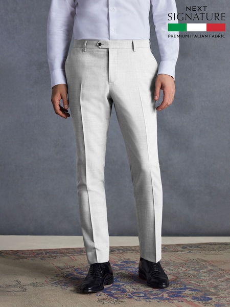 Grey Slim Fit Signature Tollegno Suit Trousers (Q99008) | £69