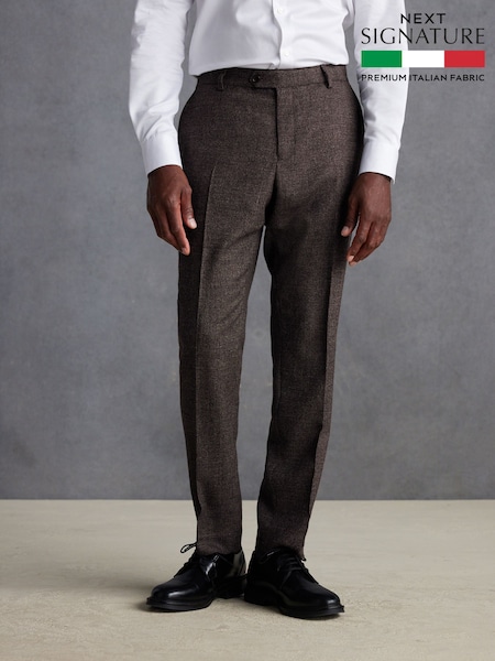 Neutral Slim Fit Signature TG Di Fabio Italian Fabric Textured Suit Trousers (Q99009) | £100