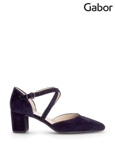 Gabor Blue Gazelle Atlantik Suede Open Court Shoes (Q99088) | £110