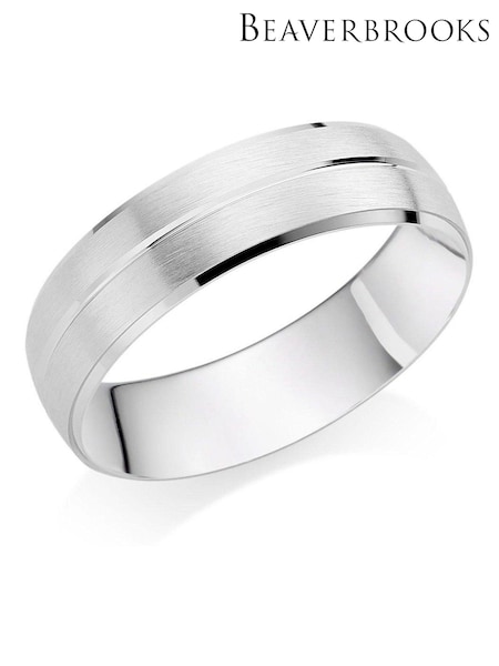 Beaverbrooks 9ct Mens Silver Tone Wedding Ring (Q99135) | £825