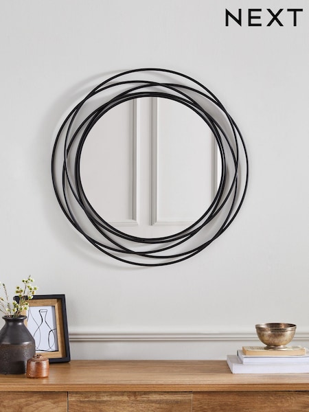 Black Contemporary Wire 60cm Wall Mirror (Q99183) | £75