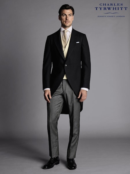 Charles Tyrwhitt Black Slim Fit Herringbone Morning Suit (Q99312) | £300