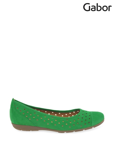 Gabor Ruffle Suede Ballerina Style Shoes (Q99325) | £95
