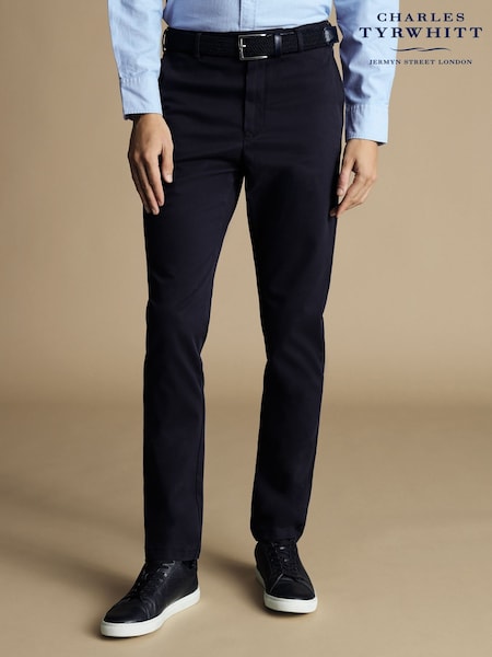 Charles Tyrwhitt Blue French Slim Fit Ultimate Non-iron Chinos (Q99334) | £90