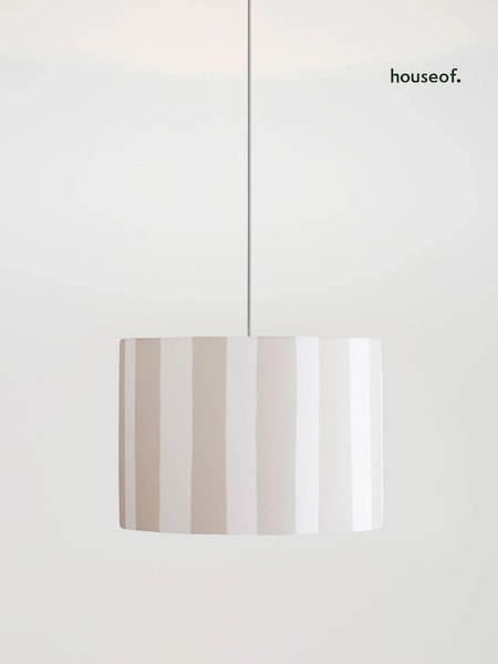 Houseof. Cream Small Stripe Print Ceiling Light (Q99361) | £100