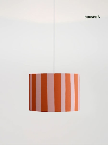 Houseof. Pink Small Stripe Print Ceiling Light (Q99388) | £100