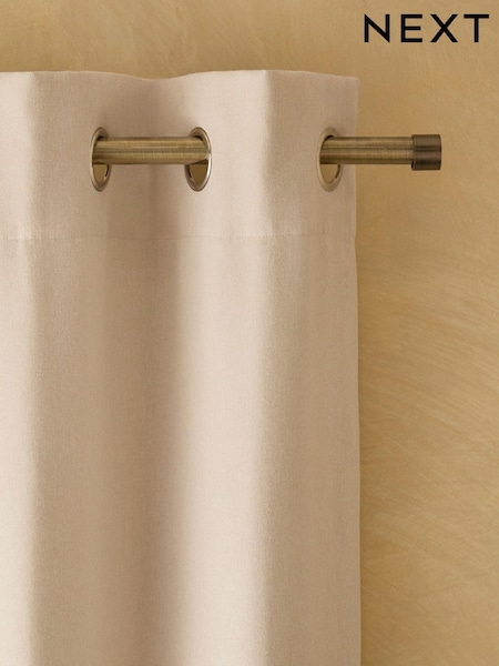 Natural Brushed Eyelet Lined Curtains (Q99482) | £0