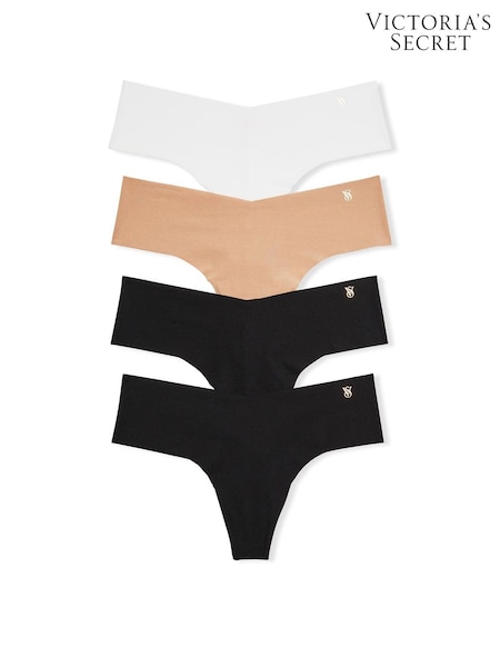 Victoria's Secret BlackWhiteNude Thong 4 Pack Knickers (Q99708) | £20