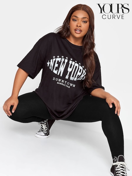 Yours Curve Black Tummy Control Soft Touch Stretch Leggings (Q99971) | £22