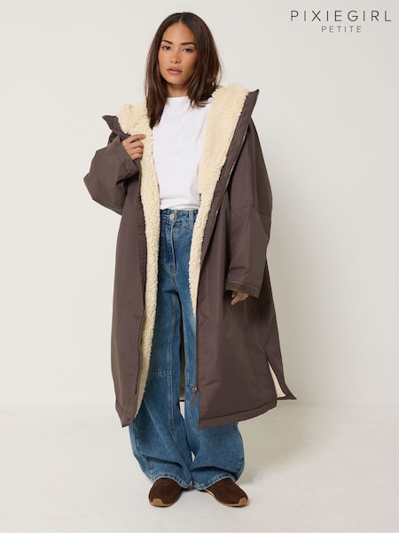 Brown - Pixiegirl Petite Waterproof Fleece Lined Robe