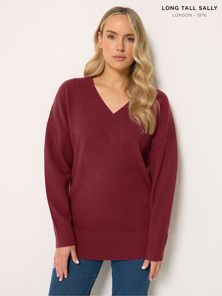 Red - Long Tall Sally V-neck Knitted Jumper