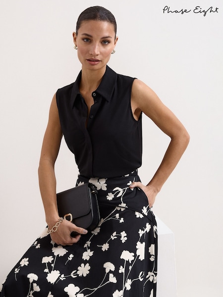 Black - Phase Eight Helena Black Zip Top