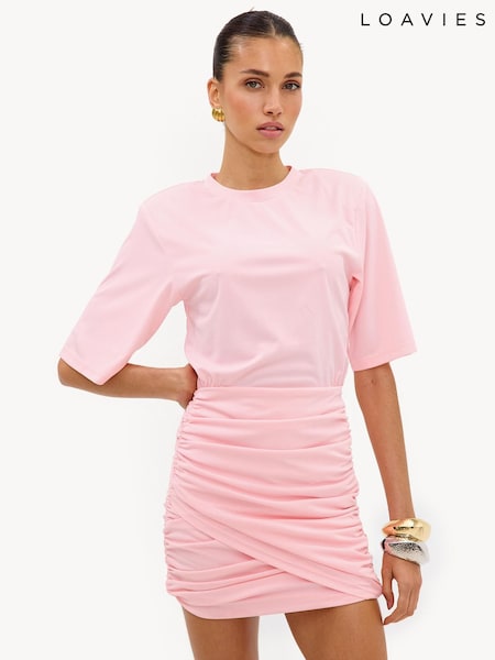 Pink - Loavies Simply Perfect Love Dress With Shoulder Pads