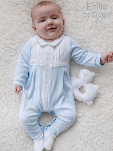 Blue - Emile Et Rose Matthew All-in-one With Pleated Yoke & Embroidery