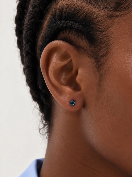 925 Sterling Blue Montanna - Simply Silver 4mm Light Sapphire Studs Earrings
