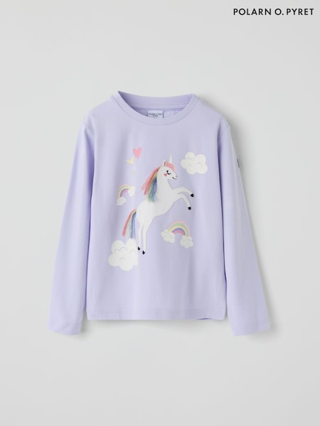 Purple - Polarn O. Pyret Long Sleeve Unicorn Top