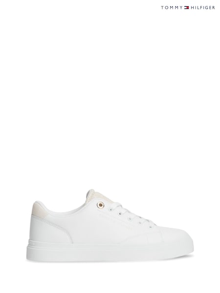 White - Tommy Hilfiger Monogram Leather Cupsole Trainers