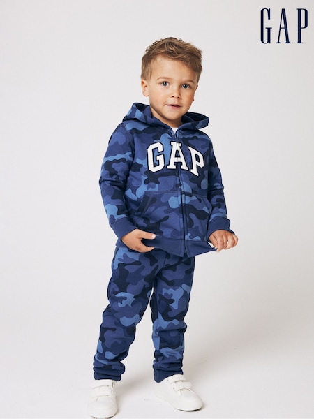 Gap Blue Camo Logo Zip Up Hoodie (Newborn-5yrs) (R14038) | £22