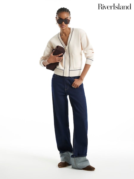 Cream - River Island Clean Tipped Cardigan