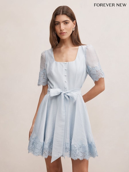 forever new blue lace dress Forever New lace ruffle maxi dress in cobalt