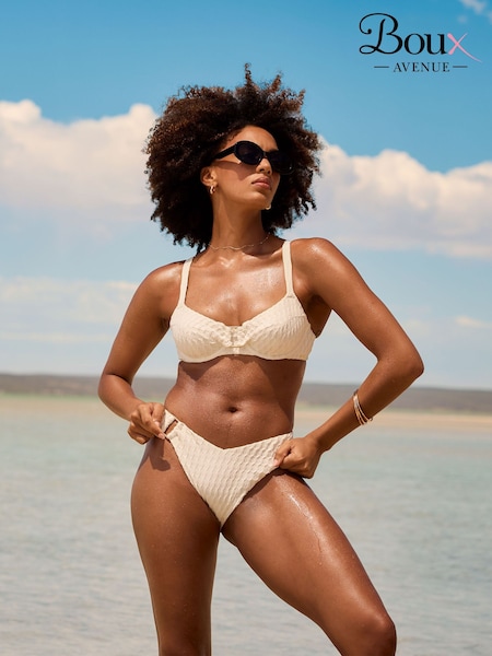 White - Boux Avenue Riad Textured Balconette Bikini Top
