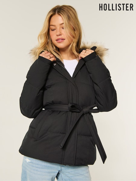 Black - Hollister Longline Puffer Jacket
