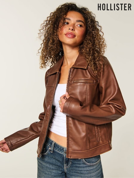 Brown - Hollister Leather Jacket